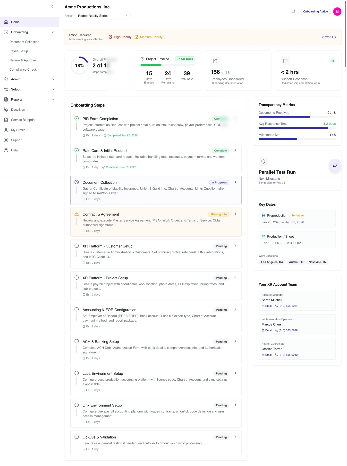XR onboarding portal home